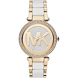 Michael Kors Watches Parker Gold-Tone and White 3 Hand Watch