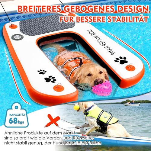 Dog Water Ramp Extra Wide Water Ramp Pool Ladder, Float Puppy Plank for Pool, Dock & Boat, Pet Ramp with Non-Slip Upgraded Steps, Water Ramp Ladder for 68 kg Dogs Climbing