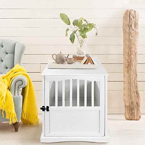 Casual Home Wooden Large Pet Crate, End Table, White 36.50" x 24.00" x