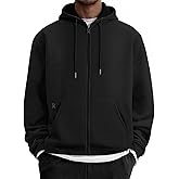QOSOQ Mens Zip Up Hooded Sweatshirt Casual Long Sleeve Hoodies Fashion Drawstring Sweatshirts with Kanga Pockets
