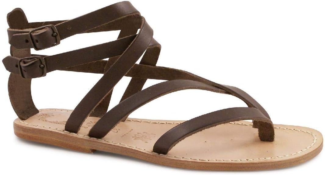 Gianluca Sandales Gladiateur Homme En Cuir Marron Artisanales Sandales Chaussures Homme