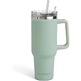 Hydragear ATLAS 40 oz Stainless Steel Tumbler – Double-Wall Vacuum Insulated with 2-in-1 Lid, Reusable Straw & Handle – BPA-Free - Misty Marsh