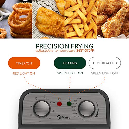 Deep Fryer with Adjustable Temperature Knobs & Timer, Electric Deep Fryer with StainlessSteel
