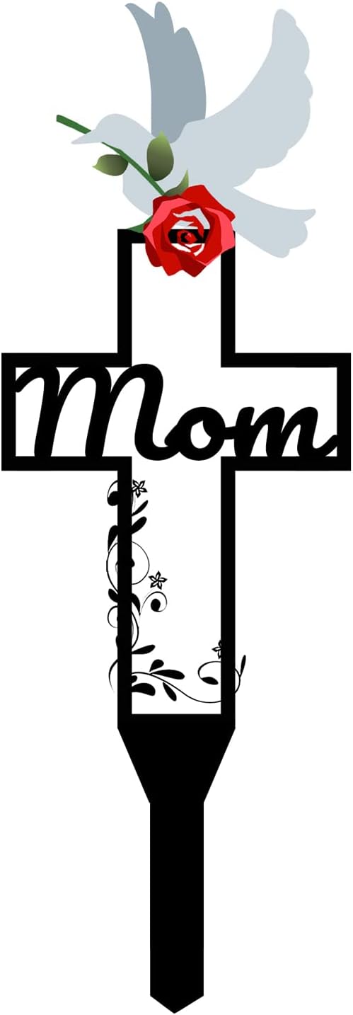 Decorative Garden Stakes - Cemetery Memorial Cross Stake,Metal Cross Garden Stake Graves Cemetery Decorations for Mom,Grave Decorations for Cemetery Cemetery Outdoors Yard Decor Lawn Stake