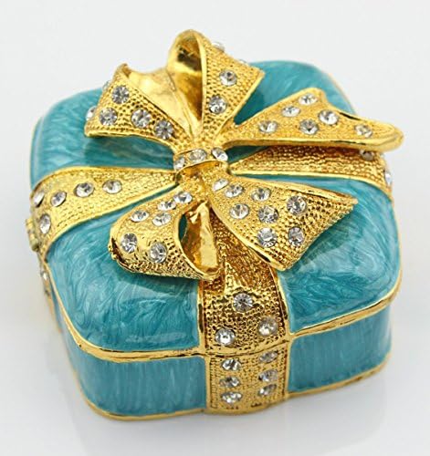 Lovely Pewter Sky Blue 2.5 Inch Square Trinket Box