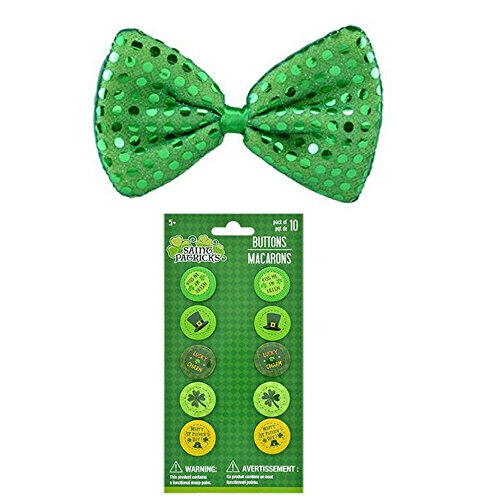Multiple ST. Patrick's Day 4 Piece Green Derby Hat, Bow Tie, 10 Count Buttons, Milkshake Recipe Card