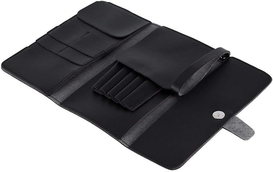 Yosoo Foldable Hair Scissor Bag, PU Leather Scissors Waist Pack Barber Hairdressing Tool Pouch Case Black