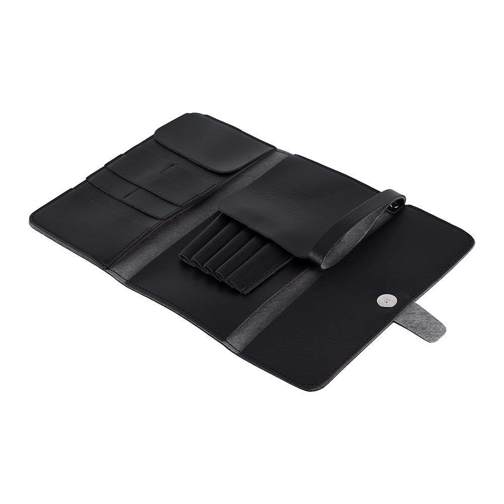 Yosoo Foldable Hair Scissor Bag, PU Leather Scissors Waist Pack Barber Hairdressing Tool Pouch Case Black