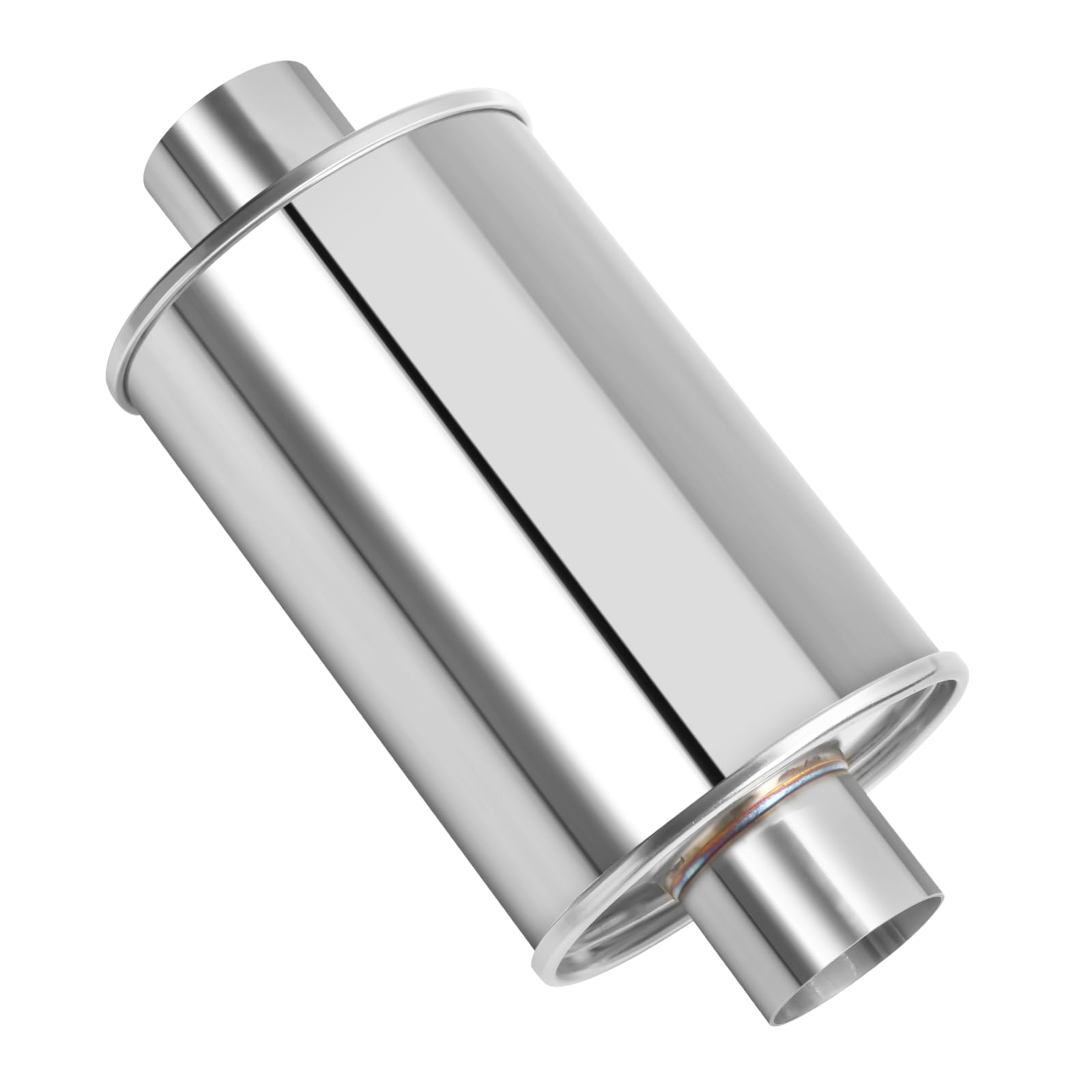 Photo 1 of Piclafe 2.5'' Ultra Quiet Resonator, 304 Stainless Steel Muffler, 2.5'' Inlet & Outlet 14" Overall Length Universal Sliver Oval Performance Muffler Resonator