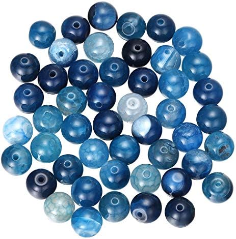 48 Pcs 8mm Natural Blue Opal Cat Eye Loose Stone Beads for Jewelry Making DIY Bracelets