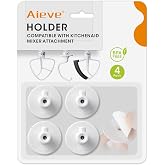 AIEVE 4 Pcs Stand Mixer Attachment Holders for Kitchenaid Mixer Accessories | Compatible with Kitchen Aid Attachment, Adhesive Organizer for Storing Flex Edge Beater, Flat Beater, Dough Hooks, Wire Whip