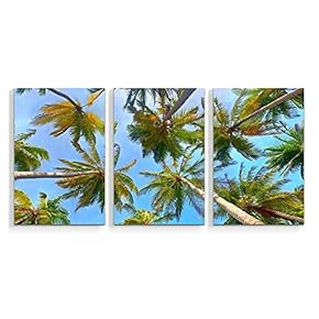 3 Piece Canvas Wall Art Beach Palm...