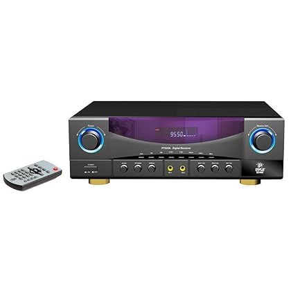 Home Audio Stereo Receiver Power Amplifier - 350 Watt w/ USB, AM FM Tuner, 2 Microphone Input w/ Echo for Karaoke, Great Addition To Your Home Entertainment Speaker System - Pyle PT530A