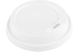 Restaurantware-LIDS ONLY: 500-CT Disposable White Lid for Coffee and Tea Cups - Fits 8, 12, 16, 20-OZ Cups: Perfect for Coffee Shops, Juice Shops, and Takeout - Recyclable Polystyrene Cup Lid