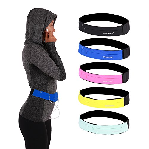 MANGROVE Running Jogging Pouch Belt Waist Pack - Key, Phone, iphone 6 Plus, iphone 7 Plus Holder for Runner - Fanny Waist Pack with 2 Adjustable Pouch, Adjustable and Opening for Headphones