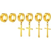 3 Pairs Clip On Hoop Earrings Set Stainless Steel Non Piecerd Cartilage Ear Cuffs Punk Rock Earrings Hoops Jewelry for Men Women