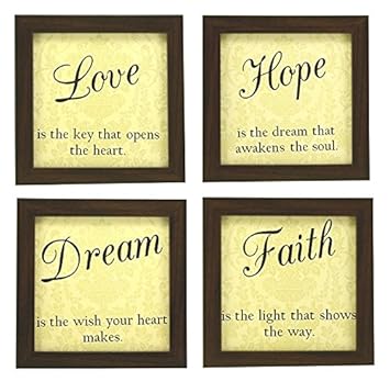 Indianara Wall Motivational Framed Hanging Art Prints (Multicolour, Wood, 18x18x1cm) - Set of 4