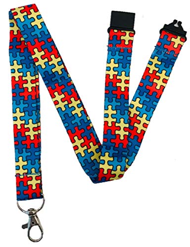 Childrens Size - 20mm Autism Awareness Jigsaw Puzzle Lanyard & Safety Breakaway - Designed SPECIFICALLY for Children