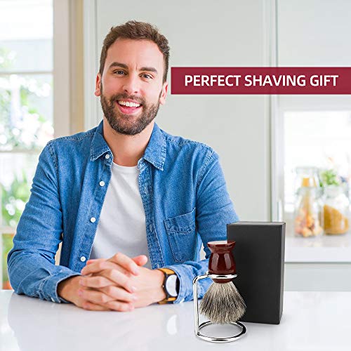 image for Shaving Brush Stand Kit for Men, INTSUN 2in1 Pure Badger Hair Shaving