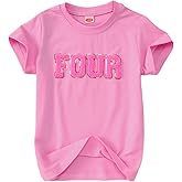 Ritatte Toddler Baby Girl Birthday Shirt Sequin Glitter Numbers Embroidery T-Shirt Outfit Chenille Patch Gift Tee Tops 1-4T