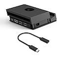 Skull & Co. Jumpgate Pro: Portable Dock with Detachable USB Hub HDMI TV Adapter for Nintendo Switch,Smartphone and MacBook- Black (with Extension Cable)