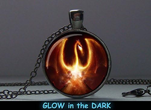 Glowing Pendant Lava Dragon, Pendant Glow in the Dark, Glowing Jewelry, Glowing Necklace, Glowing Photo