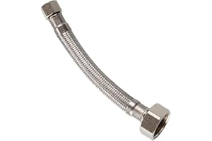 Toilet Tank Connector, Lead Free Stainless Steel Braided Water Supply Line with 3/8" Compression Fitting and 7/8" BC Brass Nu