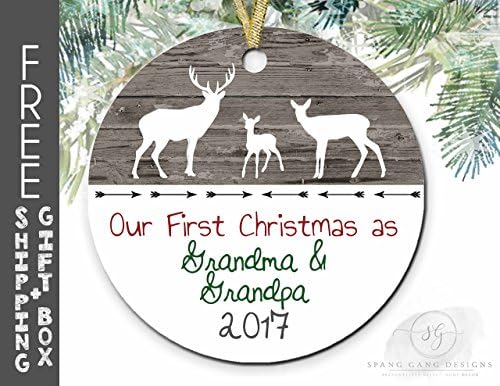 Grandma Grandpa Christmas Ornament, Grandparents Christmas Gift, Pregnancy Announcement