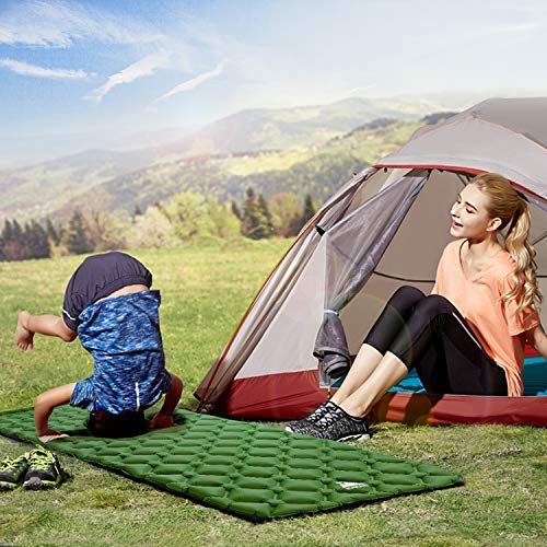 EVOLAND Ultralight Sleeping Pad for Camping, Inflatable Lightweight Compact Camping Sleeping Air Pads with Pillow for Backpacking, Hiking