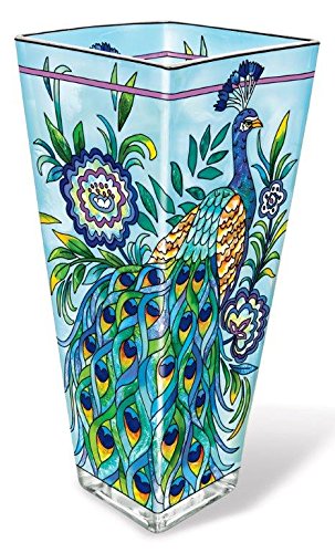 Amazon Com Amia 42017 Hand Painted Glass Vase 10 Inch Peacock