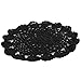 kilofly Crochet Cotton Lace Table Placemats Doilies Pack, 4pc, Black, 7 inch