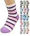 Women's Super Soft Fuzzy Cozy Winter Slipper Socks -Pack of 12 Pairs (9-11, 12 Pairs - Assorted Fun Fuzzy Colors)
