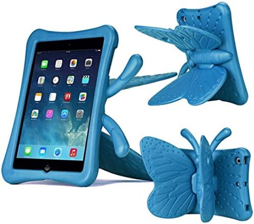 iPad Mini Case, iPad mini 1/2/3 Case ,FUA® 3D Cute Butterfly Heavy Duty Shock EVA Foam Stand Cover For iPad Mini 1/2/3 Kids' Gift (Blue)