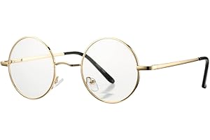 COASION Vintage Round Clear Glasses Small Metal Frame Non Prescription Lens Eyeglasses