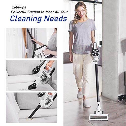 MOOSOO Cordless Vacuum Cleaner, UltraPowerful 26Kpa Suction Stick