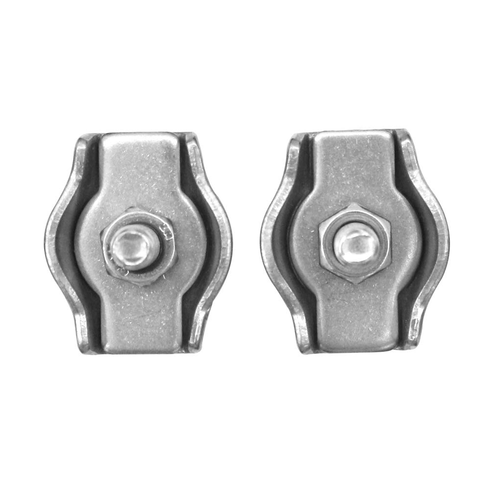 POFET 2Pcs 304 Stainless Steel Bolt Wire Clip, Adjustable Steel Wire Rope Single Clamps M10 - Image 3