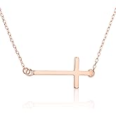 Cross Choker Necklace for Women 925 Sterling Silver Sideways Cross Necklace Minimal Everyday Jewelry Gift