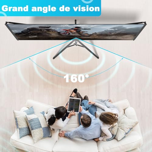 VISULAPEX 80 Inch Projector Screen with Tripod, 4K HD 16:9 Projection Screen, Lightweight Easy to Install Eran Projector, Ideal for Cinema Office and Presentations