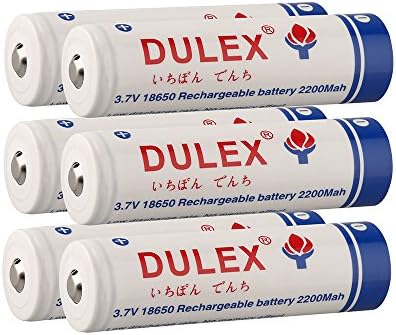DULEX 6 Pack 2200mAh 3.7V 18650 Rechargeable Lithium-Ion Batteries - Not AA battery