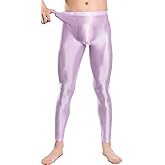 FEOYA Mens Oil Shiny Glossy Compression Pants Stretchy Nylon Smooth Leggings Tights Pants for Yoga Running Gym Workout