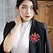 Ailer Fashionable Brooch Pins for Women with Created Crystal Bouquet Bloom Flower Wedding Brooch-Red