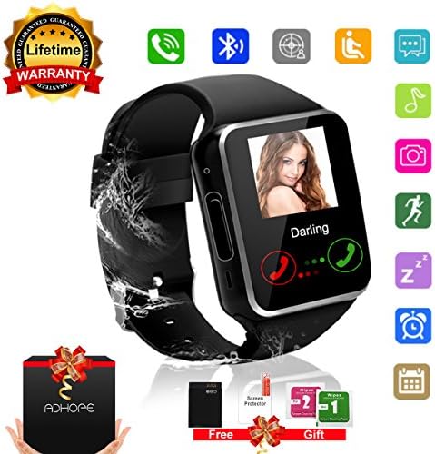 Bluetooth Smart Watch Touchscreen with Camera,Unlocked Watch Cell Phone with Sim Card Slot,Smart Wrist Watch,Waterproof Smartwatch Phone for Android Samsung IOS Iphone 7 6S Men Women Kids