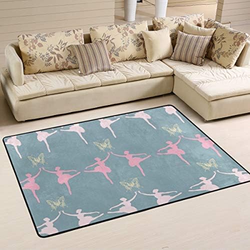 GIOVANIOR Ballerinas Ballet Girl Anti-Skid Shaggy Area Rug Carpet Floor Mat for Living Room Bedroom Dining Room 36 x 24 inch