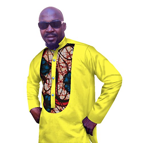 Men 's Blouses Tribal Dashiki Floral Shirts Tops Cotton Long Sleeve African Print Bright wyn58
