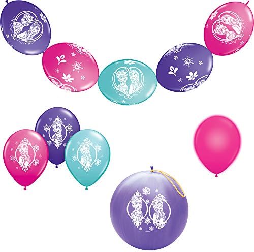 Pioneer National Latex Disney Frozen Party Pack Punchballs, and LED Light-up Balloons, Blue/Pink/Purple, 12"