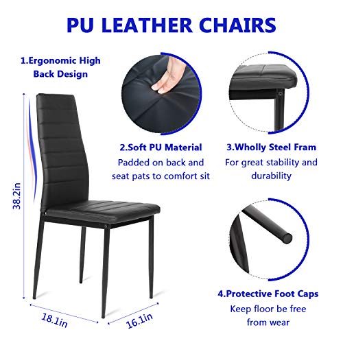 BAHOM Kitchen Dining Room Chairs Set of 6, PU Leather Chairs for 6 Person Large Family Dinner Breakfast