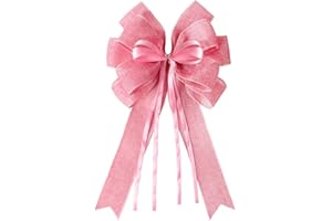 SIMISI RIBBON Burlap Wired Valentine Bow with Heart Print for Wreath, Tree, Crafts, Mailbox, Wedding Decoration (11 * 20 inch)