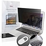 Homy Privacy Screen for MacBook Air 13 inch 2017 or Earlier + Storage Folder for Protector + Keyboard Cover Ultra-Thin TPU Skin + Web Camera Sliding Cover/Easy On-Off Anti Spy Filter for A1369, A1466