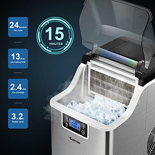 COSTWAY Countertop Ice Maker, 40LBS/24H Portable Compact Ice Machine