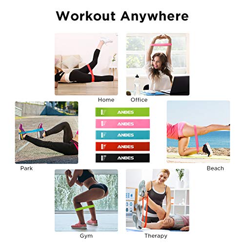 ANBES Resistance Loop Bands, Resistance Exercise Bands for Home Fitness, Yoga, Stretching, Strength Training, Physical Therapy, Natural Latex Pilates Flexbands, Workout Bands (Mix Color) - Thumbnail 3